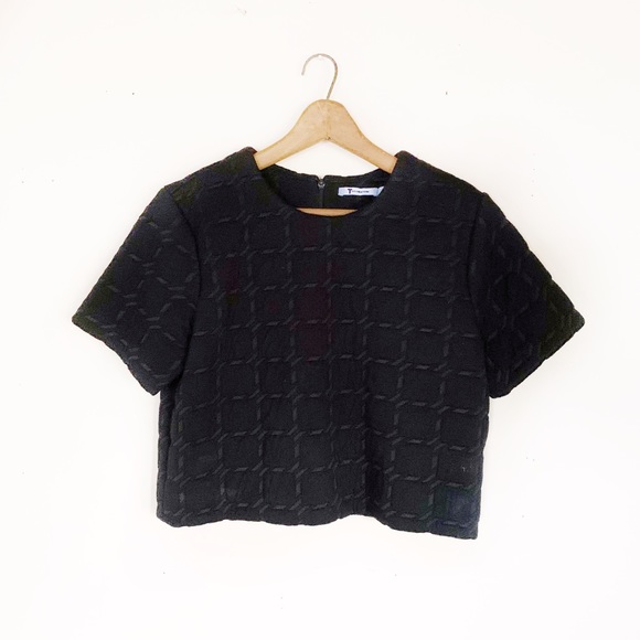Alexander T Wang Black Quilted Boxy Crop Top - Picture 1 of 5